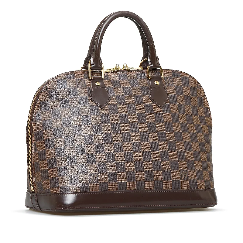 Louis Vuitton crossbody bags with a woven leather strap for textureLouis Vuitton Alma PM Damier Ebene Canvas