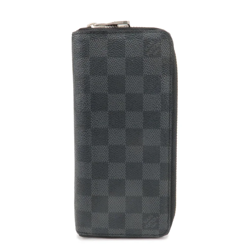 Louis Vuitton bags with a chain - link trim and a leather body for a modern edgeLouis Vuitton Damier Graphite Zippy Wallet Vertical N63095