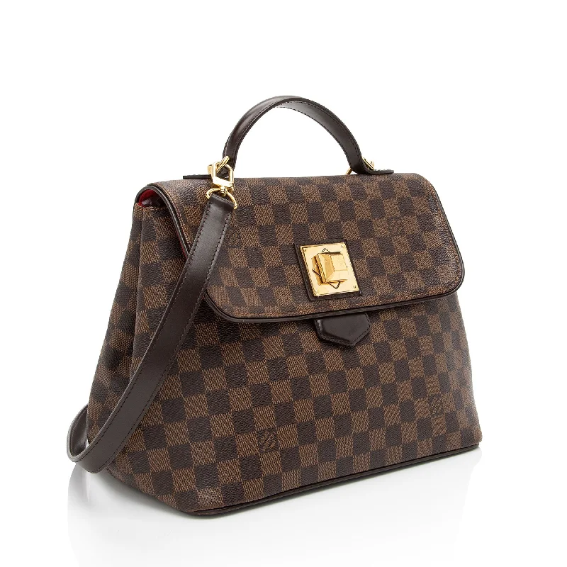 Louis Vuitton tote bags with a spacious interior and multiple pocketsLouis Vuitton Damier Ebene Bergamo MM Satchel (PUez35)