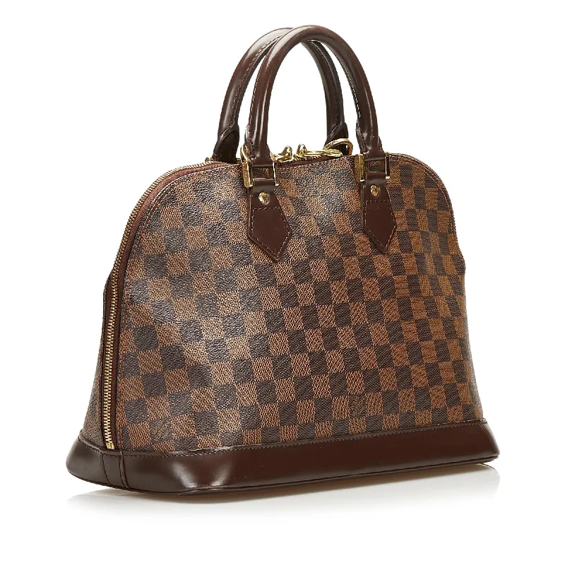 Louis Vuitton crossbody bags in a bold red color for a statementLouis Vuitton Damier Ebene Alma PM 35988)