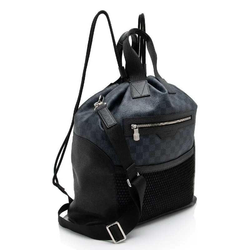 Louis Vuitton handbags with a beaded trim for a touch of glamourLouis Vuitton Damier Cobalt Matchpoint Hybrid Backpack (MLWCVZ)