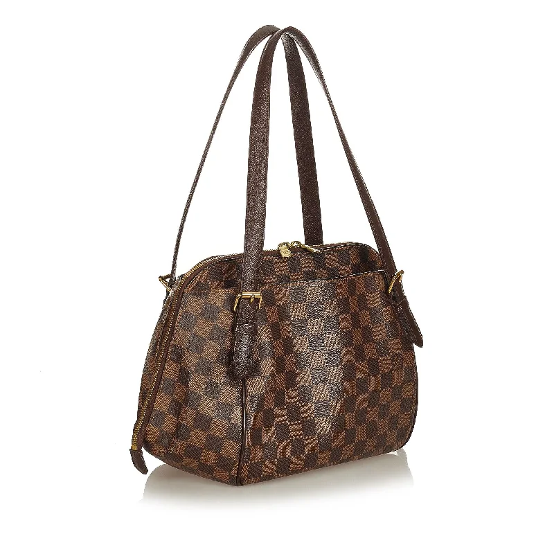 Louis Vuitton crossbody bags in a bold red color for a statementLouis Vuitton Damier Ebene Belem MM (26829)