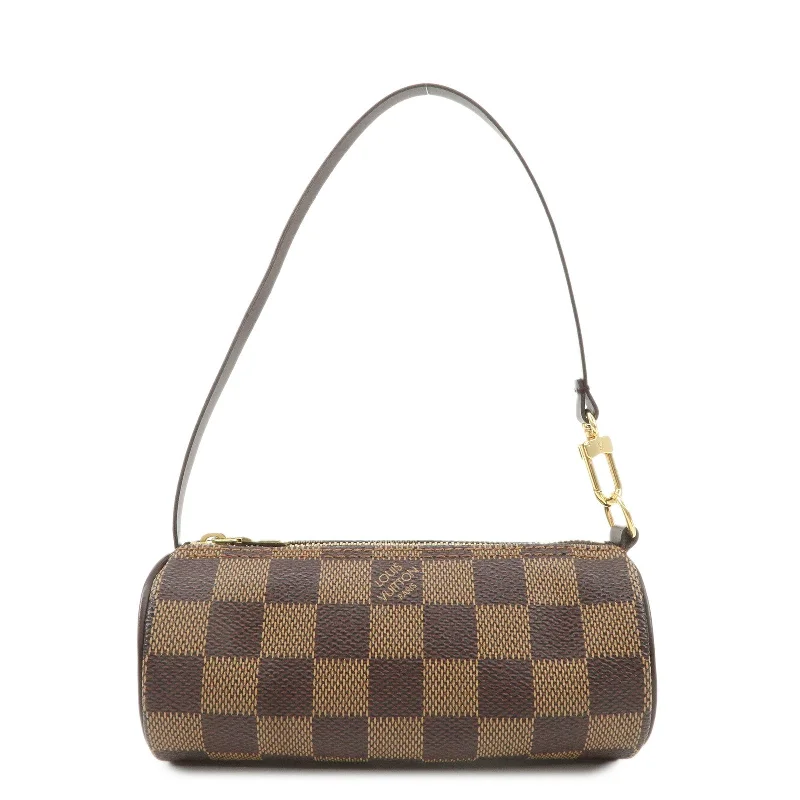 Louis Vuitton bags with a detachable mirror inside for on - the - go touch - upsLouis Vuitton Damier Mini Pouch for Papillon Bag Brown