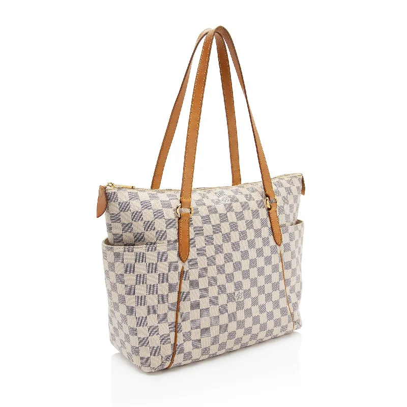 Louis Vuitton bags with a front - zip pocket for small items like keysLouis Vuitton Damier Azur Totally MM Tote (PyDZIO)