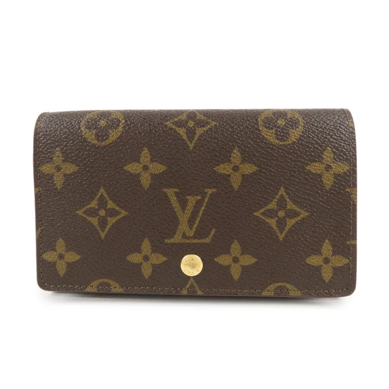 Louis Vuitton bags with a detachable mirror inside for on - the - go touch - upsLouis Vuitton Monogram Porte Monnaie Billets Tresor Wallet M61730