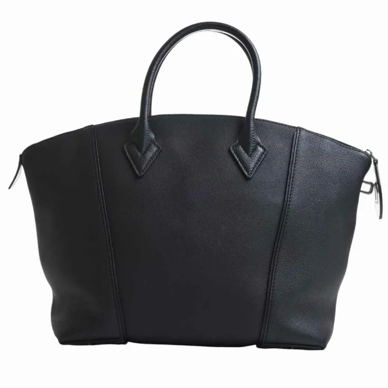 Louis Vuitton bags with a detachable mirror inside for on - the - go touch - upsLouis Vuitton Black Leather Lockit handbag bag