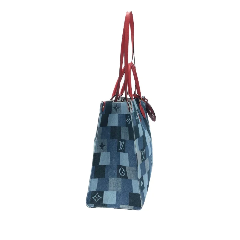 Louis Vuitton bags with a chain - link trim and a leather body for a modern edgeLouis Vuitton Damier Denim Onthego GM (Dva1Zr)