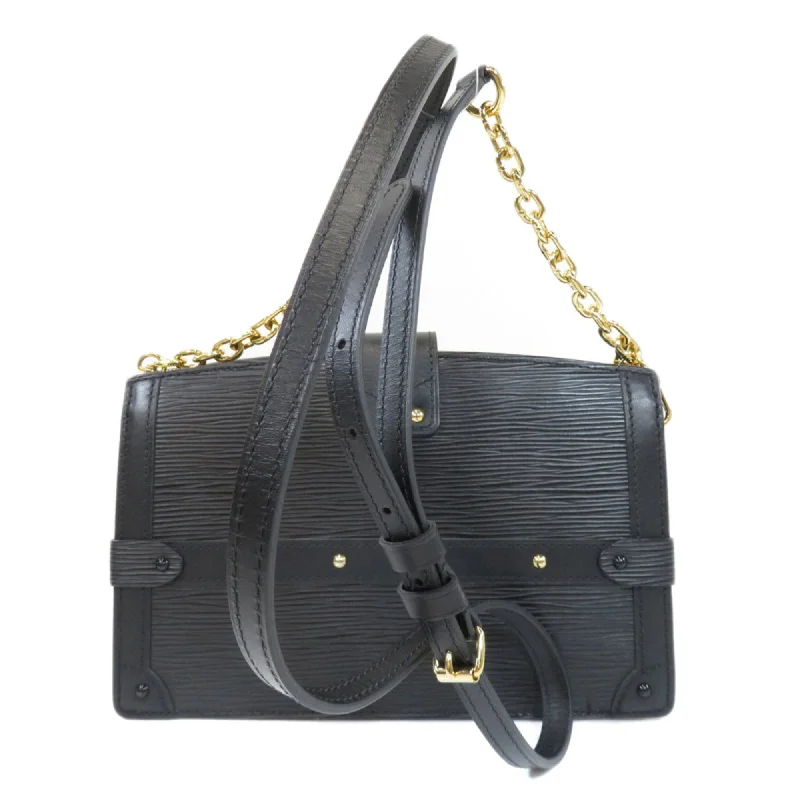 Louis Vuitton bags with a detachable mobile phone holder for convenienceLouis Vuitton Black Leather Trunk shoulder bag