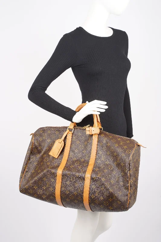 Louis Vuitton bags with a front - zip pocket for small items like keysLouis Vuitton Womens Vintage Keepall Monogram 50