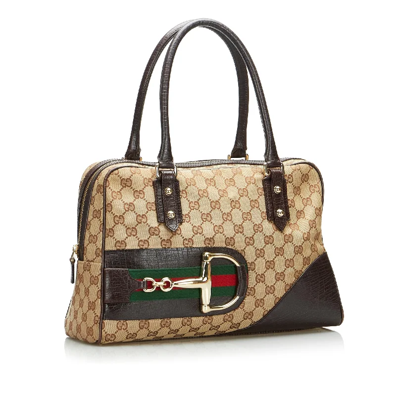 Women Gucci Sylvie bags with a leather - wrapped handleGucci GG Canvas Hasler Handbag (SHG-7i2EZI)