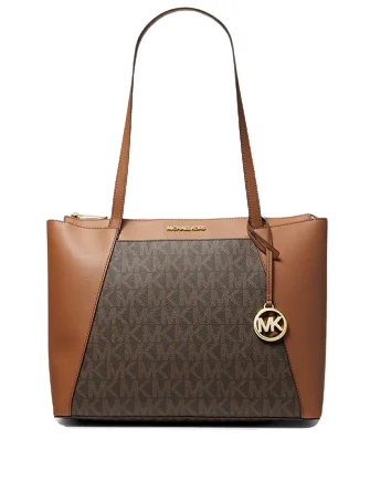 animal - print Michael Michael Kors satchels for a bold fashion statementMichael Michael Kors Maddie Medium Logo and Faux Leather Tote Bag