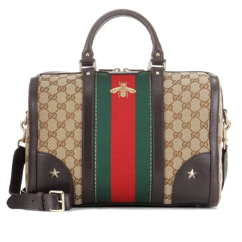 Gucci tote bags for women with a double - handle designGucci Vintage Web Embroidered Bag