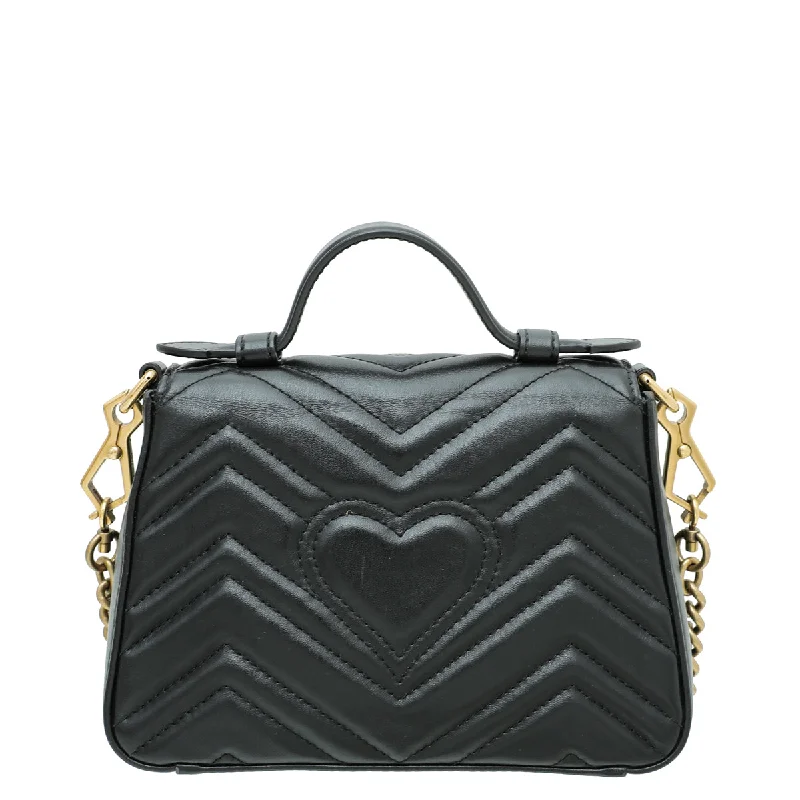 Gucci backpacks for women with a sleek silhouetteGucci Black GG Marmont Top Handle Mini Bag