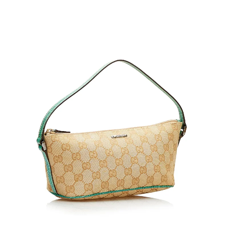 Gucci handbags for women with a metal - framed claspGucci GG Canvas Boat Pochette (35382)