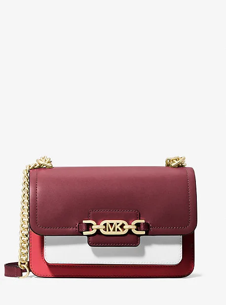 Michael Michael Kors camera bags for photography enthusiastsMK Heather Large Color-Block Leather Shoulder Bag - Red - Michael Kors