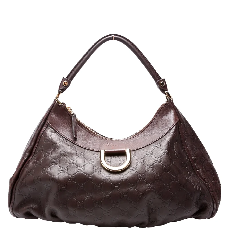 Women Gucci bags with a zippered interior pocketGuccissima D Ring Hobo Brown