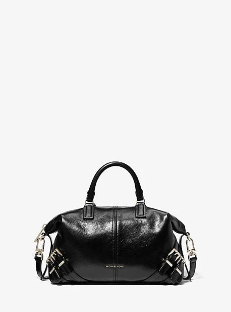 Michael Michael Kors Bags with fabric linings for a soft interiorMK Darrington Small Crackled Leather Satchel - Black - Michael Kors