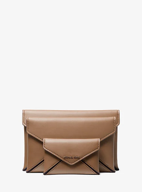 Michael Michael Kors Bags with zip - top closures for added securityMK Jordi 3-in-1 Leather Envelope Wallet - Brown - Michael Kors