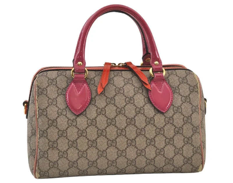 Gucci tote bags for women with a printed Gucci logoAuthentic GUCCI 2Way Shoulder Hand Bag Purse GG PVC Enamel 409529 Brown 9917J