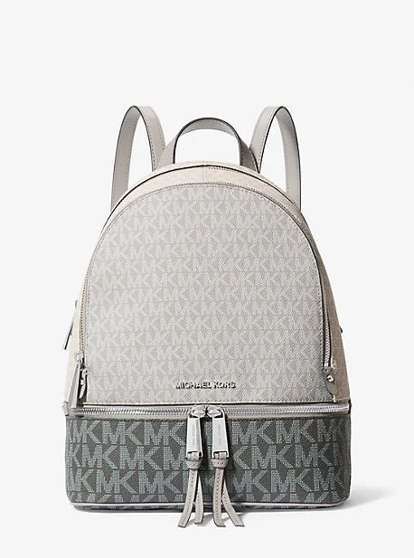 Michael Michael Kors Bags for art gallery openings in an elegant styleMK Rhea Medium Color-Block Logo Backpack - Grey - Michael Kors