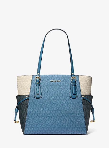 Michael Michael Kors Bags for hiking trips in a lightweight and functional designMK Voyager Small Color-Block Logo Tote Bag - Blue - Michael Kors