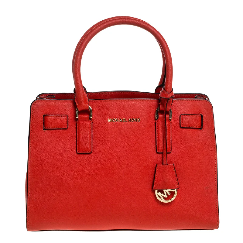 Michael Michael Kors Bags with monogrammed patterns for a personalized feelMichael Michael Kors Red Leather Medium Hamilton Tote