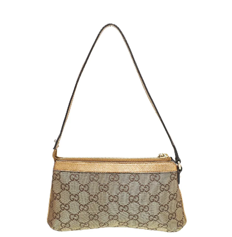 Gucci handbags for women with a beaded trimGucci Metallic Bronze GG Bumble Bee Charm Pochette