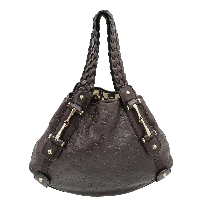 Women Gucci crossbody bags with a woven leather strapGucci Chocolate GG Guccissima Pelham Medium Bag