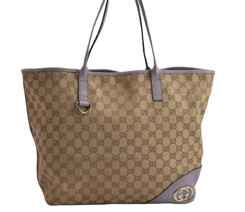 Ladies Gucci Dionysus bags with a detachable shoulder strapAuthentic GUCCI New Britt Shoulder Tote Bag GG Canvas Leather 169945 Beige 9709J