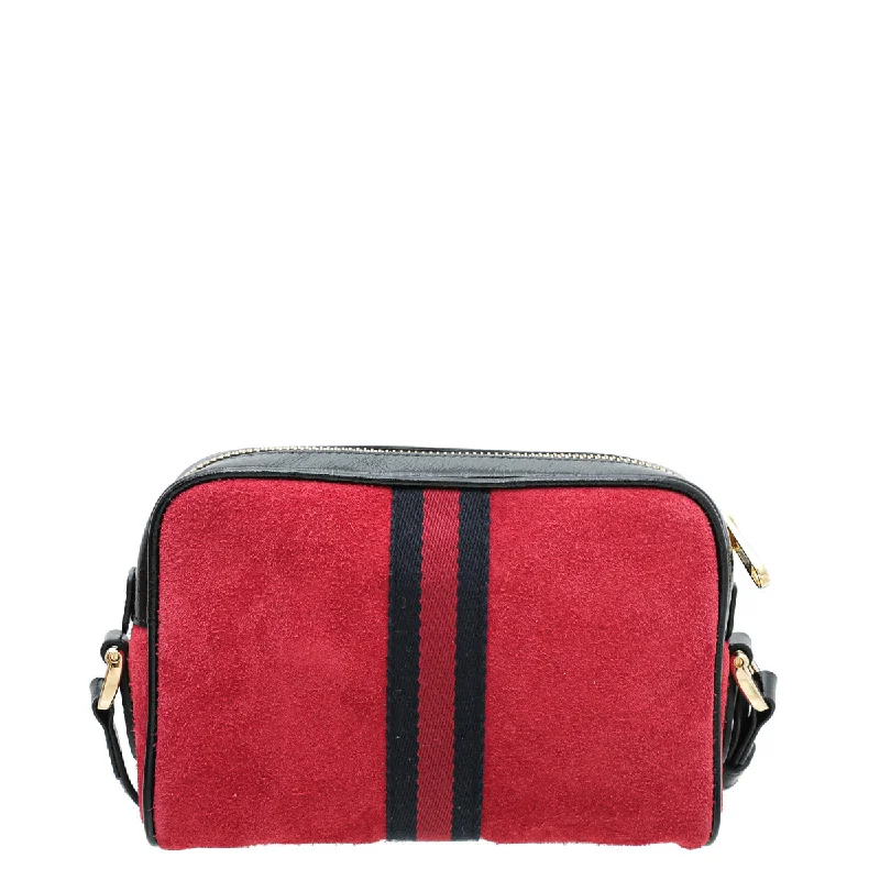 Gucci tote bags for women with a printed Gucci logoGucci Red Suede Ophidia Crossbody Small Bag