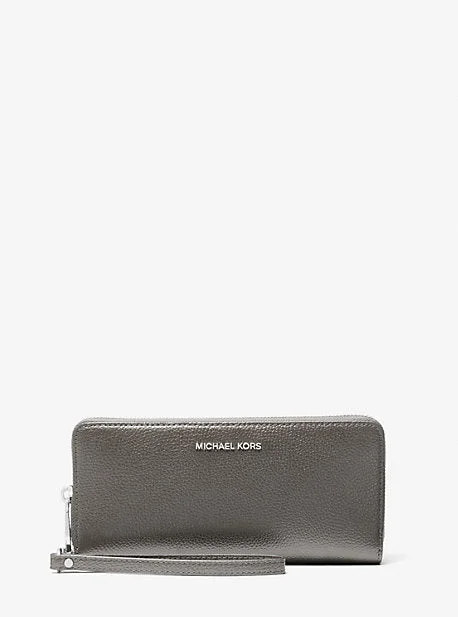 Michael Michael Kors Bags with gold - tone hardware for a touch of luxuryMK Large Pebbled Leather Continental Wallet - Grey - Michael Kors