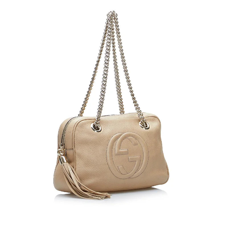 Gucci backpacks for women with a sleek silhouetteGucci Soho Chain Shoulder Bag (SHG-F3ru3y)