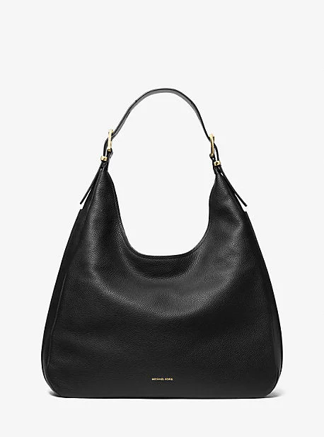 Michael Michael Kors Bags for fishing trips with a compartment for tackleMK Nolita Large Pebbled Leather Hobo Shoulder Bag - Black - Michael Kors