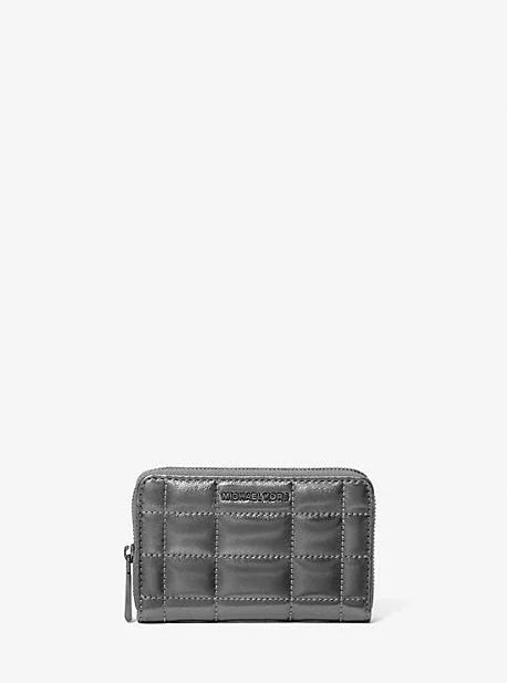 Michael Michael Kors diaper bags for new parentsMK Jet Set Small Metallic Quilted Leather Wallet - Grey - Michael Kors