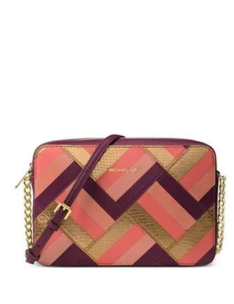 Michael Michael Kors Bags for couples traveling together in a coordinated styleMichael Michael Kors Marquetry Patchwork Jet Set Large EW Crossbody