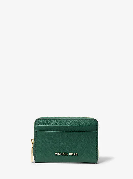 Michael Michael Kors Bags for meditation retreats in a simple and peaceful designMK Jet Set Small Pebbled Leather Zip-Around Card Case - Green - Michael Kors