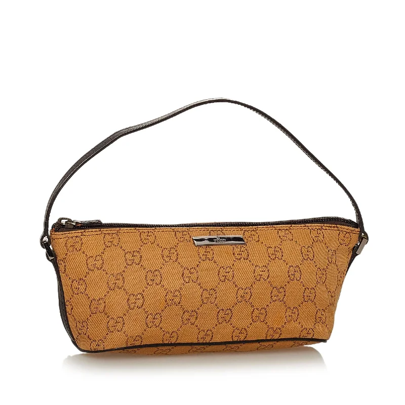 Ladies Gucci shoulder bags with a single - handle designGucci GG Canvas Boat Baguette (28627)