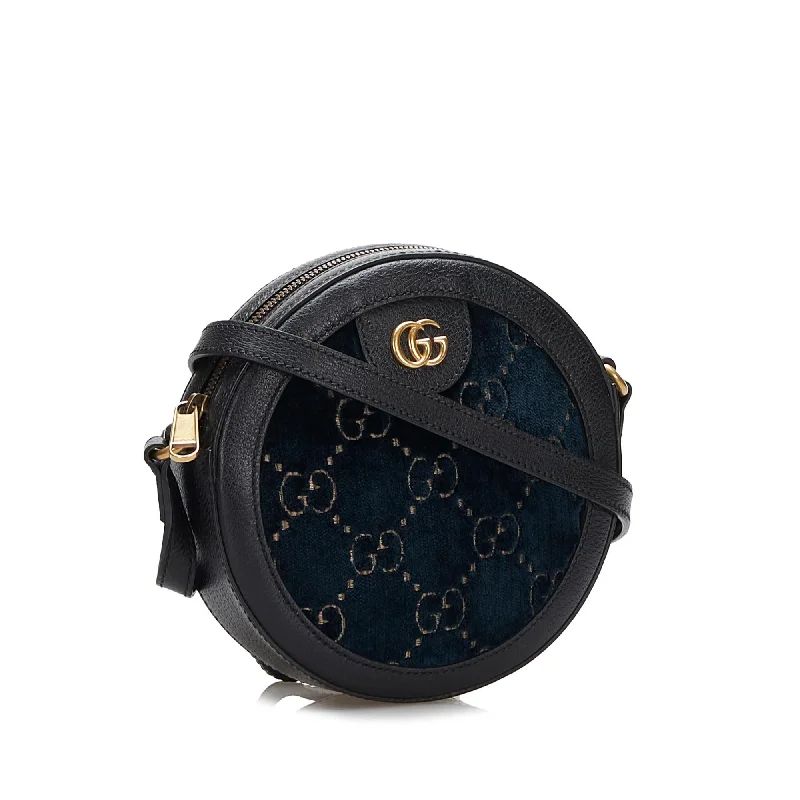 Gucci Marmont bags for women with a snakeskin - effect panelGucci GG Marmont Round Velvet Crossbody Bag (SHG-zcr70n)