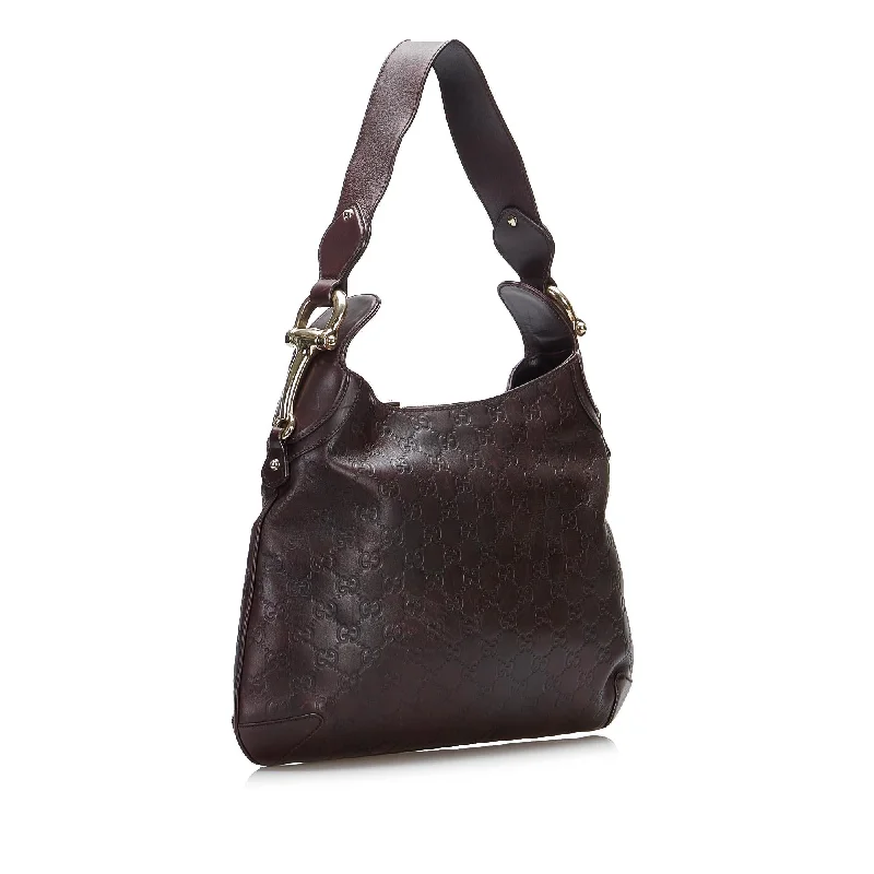 Women Gucci bags with a front - zip pocket for small itemsGucci Guccissima Horsebit Creole Hobo (SHG-SF1x1E)