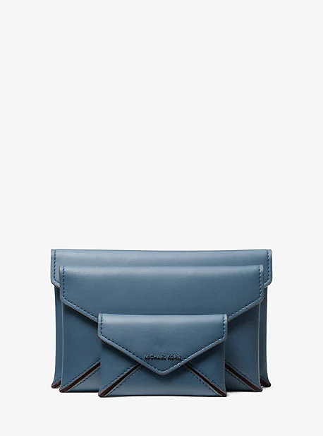 Michael Michael Kors Bags for career transitions to boost confidenceMK Jordi 3-in-1 Leather Envelope Wallet - Blue - Michael Kors