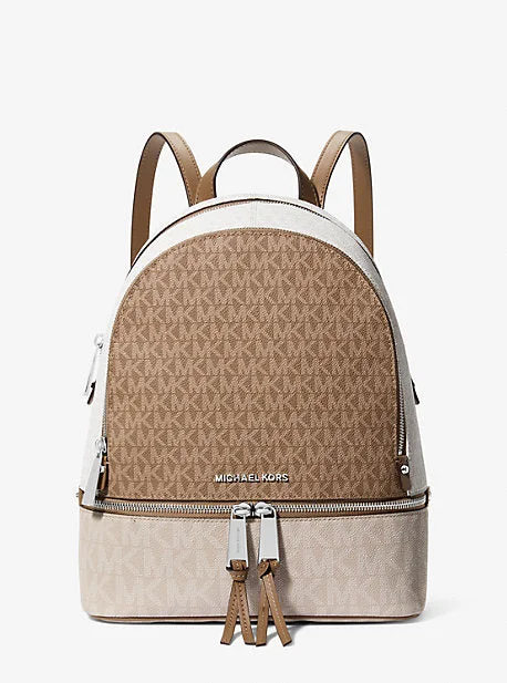 Michael Michael Kors Bags for historical reenactments in an appropriate period - style designMK Rhea Medium Color-Block Logo Backpack - Natural - Michael Kors