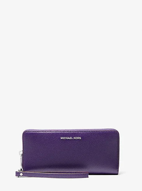 floral - designed Michael Michael Kors totes for garden partiesMK Large Pebbled Leather Continental Wallet - Purple - Michael Kors