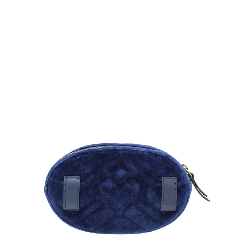 Gucci handbags for women with a beaded trimGucci Navy Blue Velvet GG Marmont Belt Bag