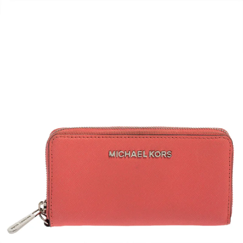 Michael Michael Kors Bags for fitness competitions to carry essentialsPink Leather Zip Around Wristlet Wallet