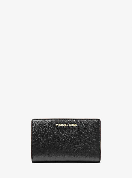 Michael Michael Kors Bags for historical reenactments in an appropriate period - style designMK Medium Pebbled Leather Wallet - Black - Michael Kors