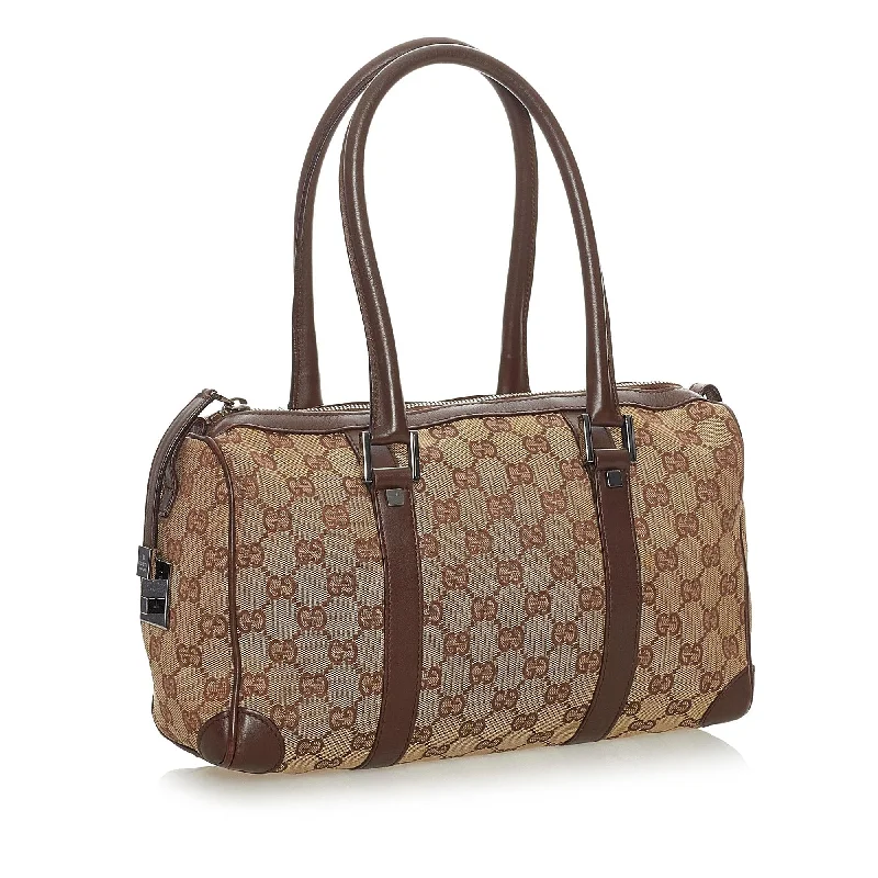 Gucci tote bags for women with a spacious interiorGucci GG Canvas Boston Bag (28109)