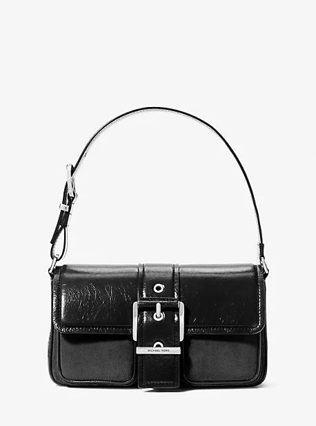 Michael Michael Kors Bags for family reunions to match the festive moodMK Colby Medium Crackled Leather Shoulder Bag - Black - Michael Kors