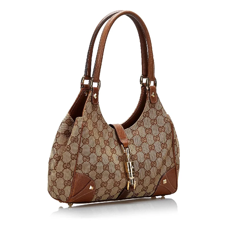 Medium - sized Women Gucci handbags for everyday useGucci GG Canvas Nailhead Jackie Bardot (SHG-6ihMuF)