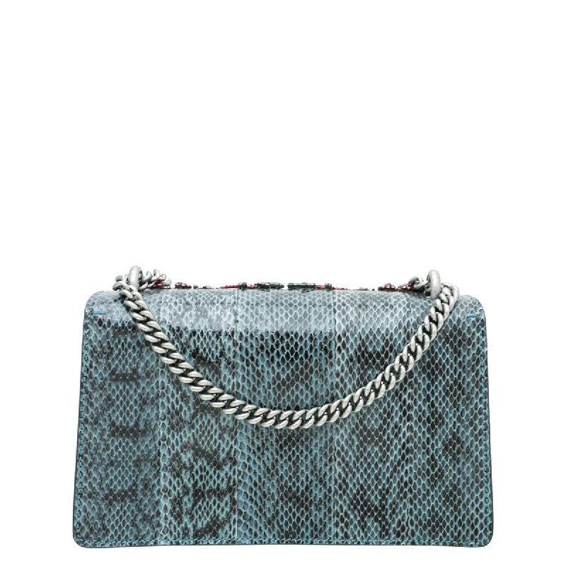 Small - sized Women Gucci shoulder bags for evening outingsGucci Marine Blue Python Crystal Embellished "Blind for Love" Dionysus Bag