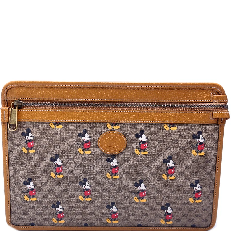 Gucci tote bags for women with a double - handle designGucci X Disney GG Supreme Mickey Mouse Zip Pouch